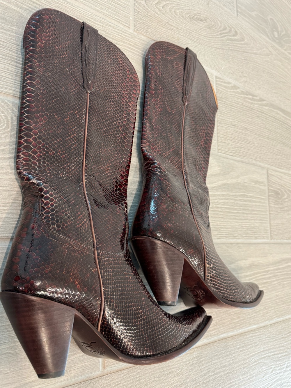 LUCCHESE CHARLIE 1 HORSE Snake Cowboy Boots Size 8 GUC - Picture 6 of 11